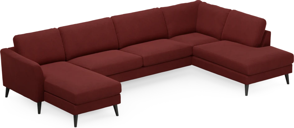 Bridge - 3-sits soffa med schäslong vänster och divan höger - Röd