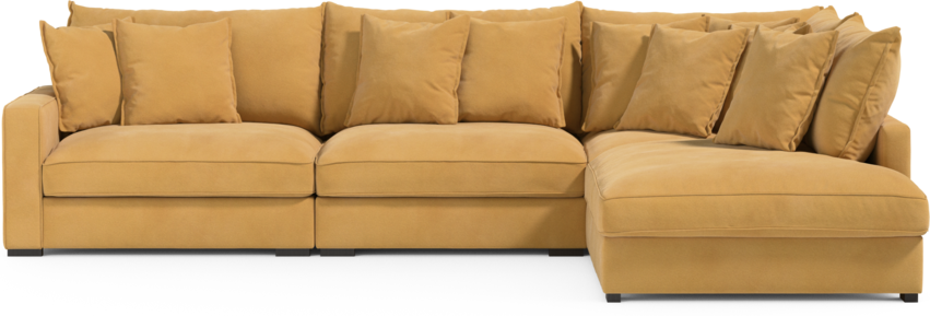 Rossi - 3-sits soffa med divan höger - Gul