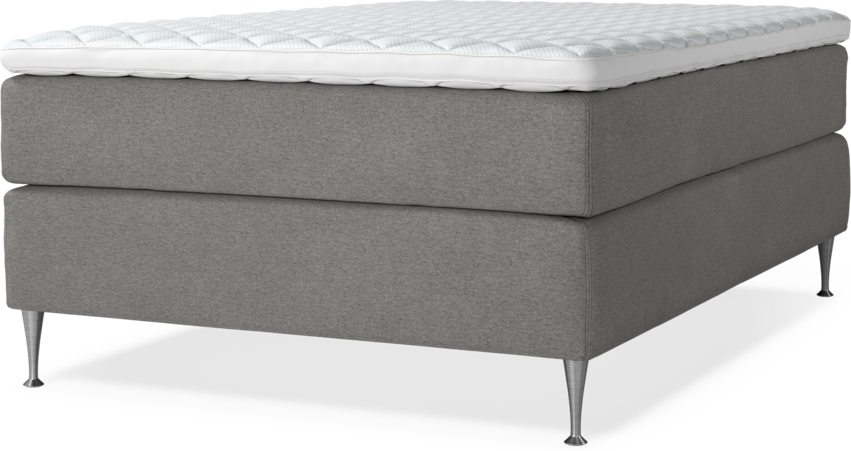 Delux Exclusive - Kontinentalsäng, enkelsäng 140 cm med bäddmadrass - Grå