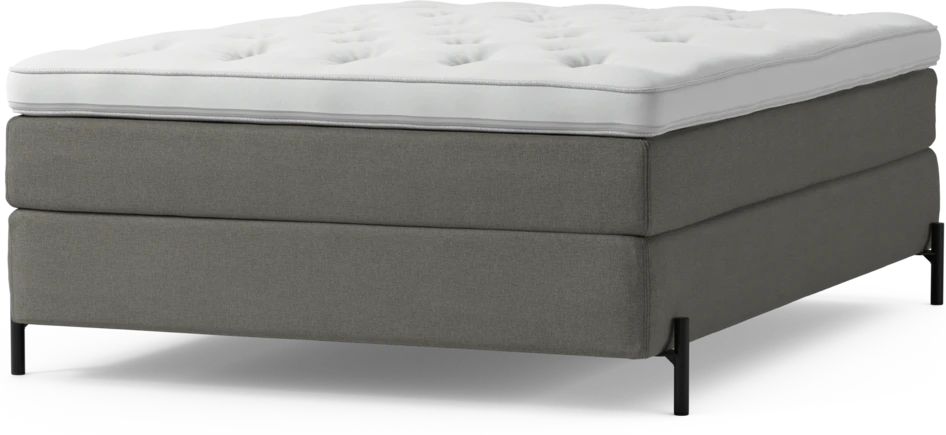 Delux Sense - Kontinentalsäng, enkelsäng 140 cm med bäddmadrass och sängben - Grå