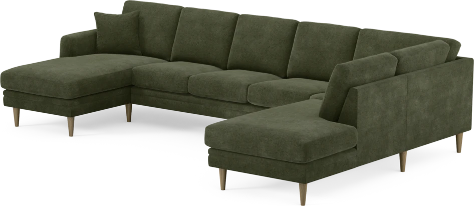 Eden - 3-sits soffa med schäslong vänster och divan höger - Grön