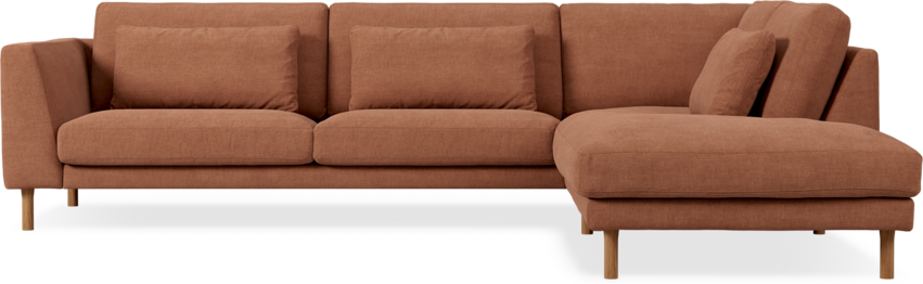 Willow - 3-sits soffa med divan höger, fast klädsel - Röd