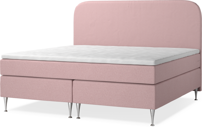 New York - Kontinentalsäng, dubbelsäng med bäddmadrass, sängben och sänggavel slät - Rosa