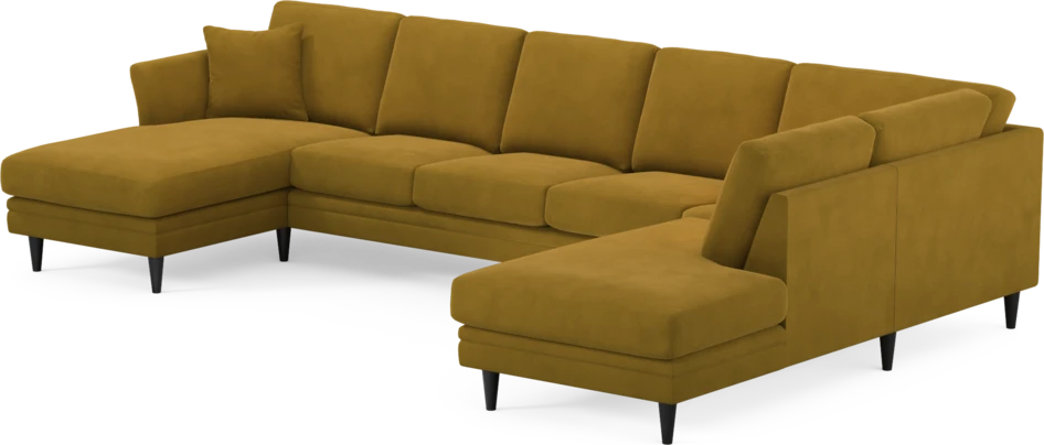 Eden - 3-sits soffa med schäslong vänster och divan höger - Gul