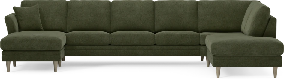 Eden - 3-sits soffa med schäslong vänster och divan höger - Grön