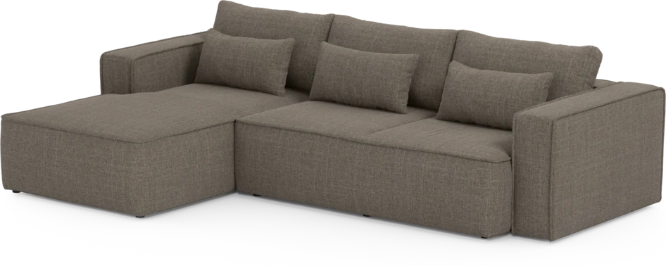 Ide - Bäddsoffa 3-sits med schäslong vänster - Brun