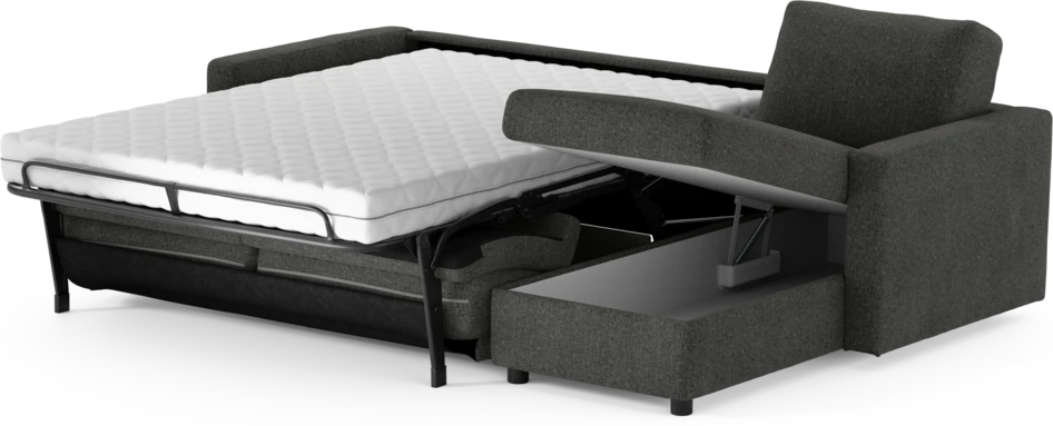 Lindö - Bäddsoffa 2,5-sits med schäslong, vändbar - Svart
