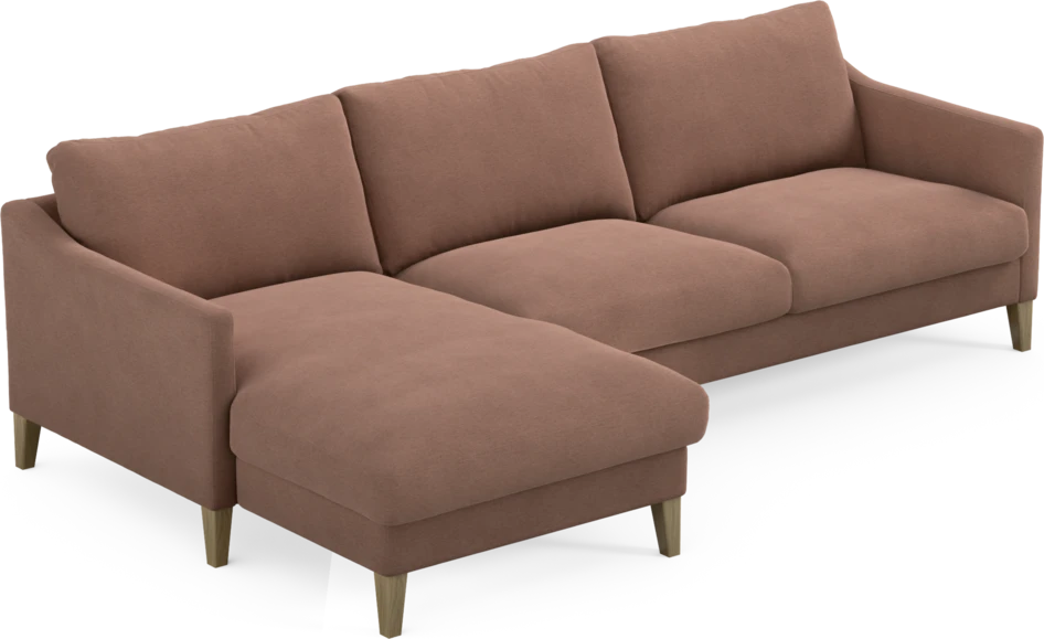 Winston - 3-sits soffa med schäslong, vändbar - Rosa