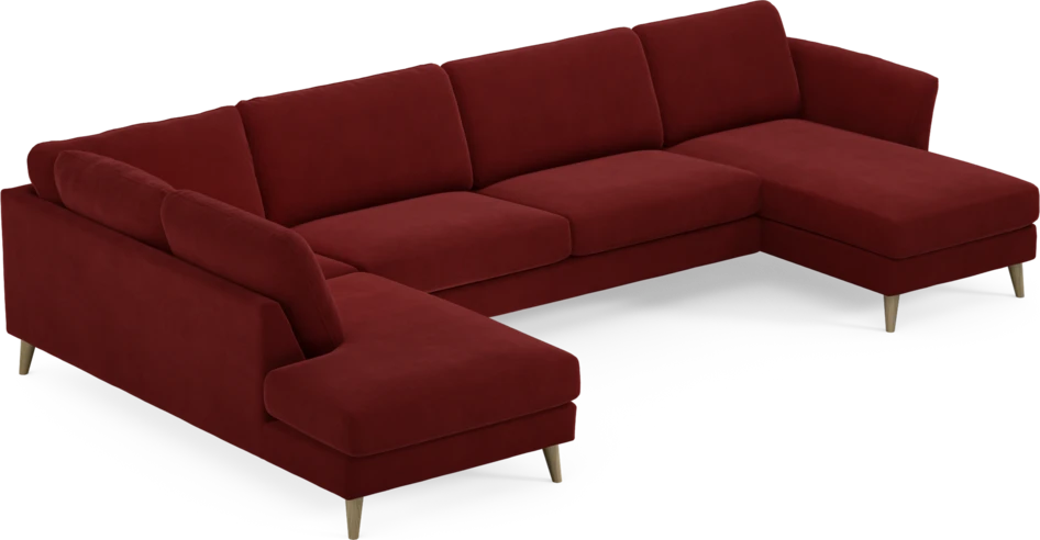 Bridge - 3-sits soffa med divan vänster och schäslong höger - Röd