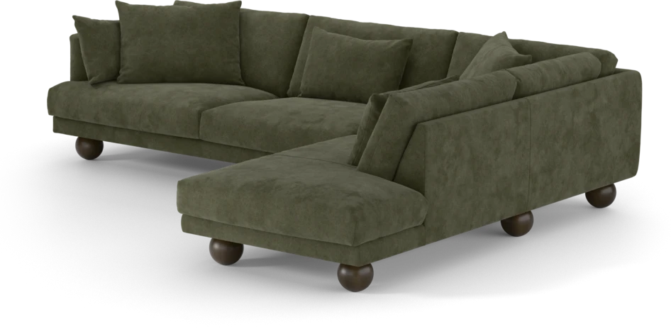 Harper - 3-sits soffa med divan höger - Grön