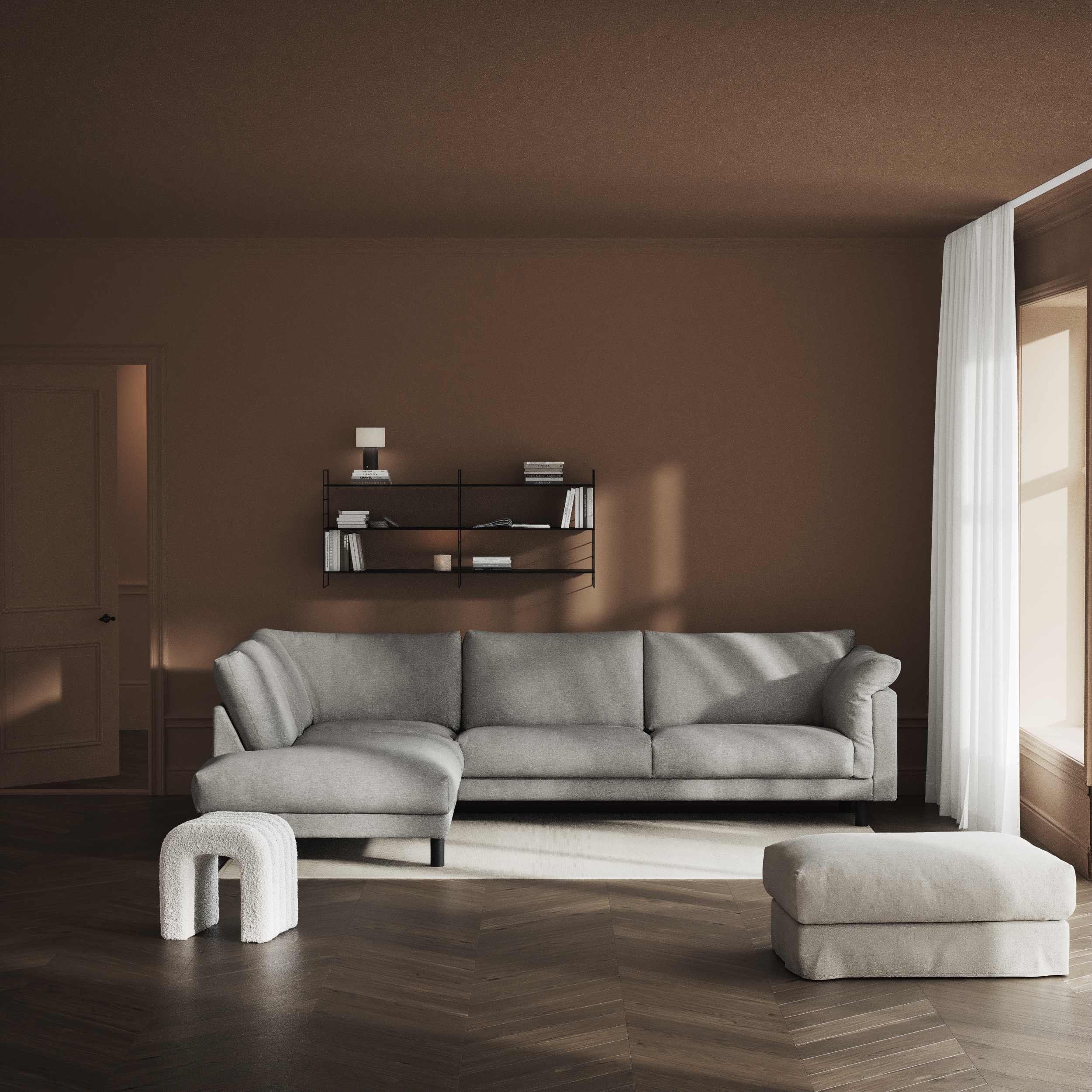 Cherrie - 3-sits soffa med divan vänster, fast klädsel - inspiration
