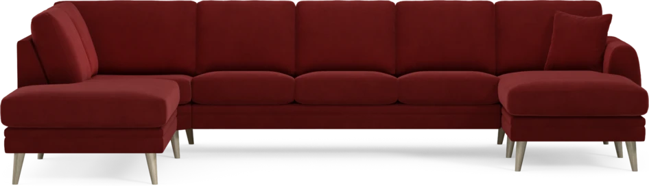 Eden - 3-sits soffa med divan vänster och schäslong höger - Röd