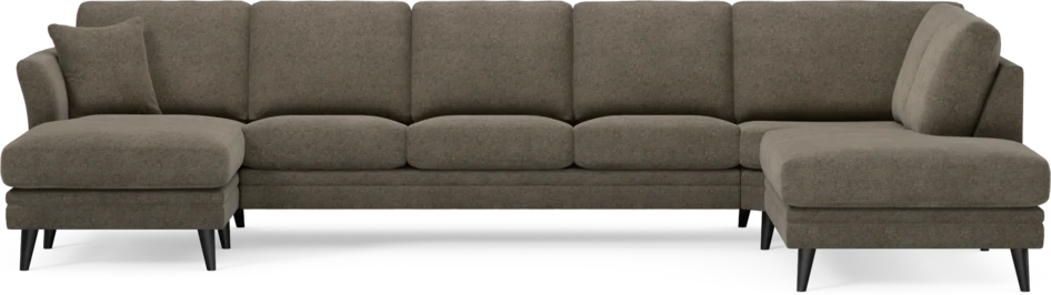 Eden - 3-sits soffa med schäslong vänster och divan höger - Brun
