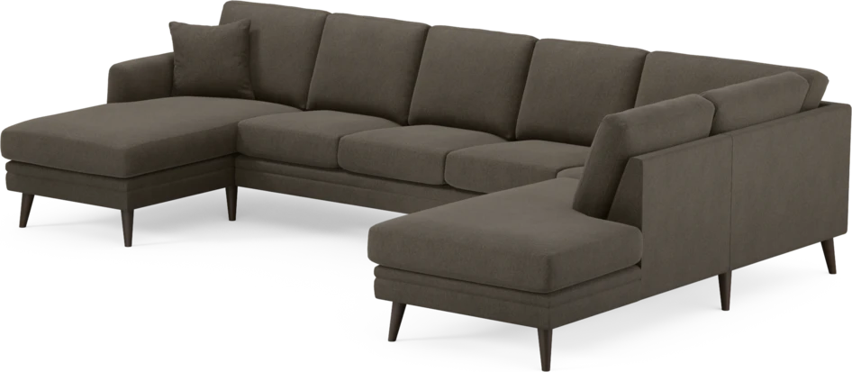 Eden - 3-sits soffa med schäslong vänster och divan höger - Brun