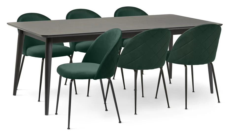Edge - Matgrupp med 6 stolar Kiwi - Grön