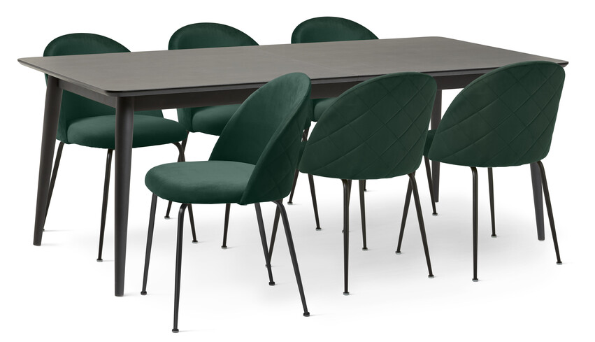 Edge - Matgrupp med 6 stolar Kiwi - Grön