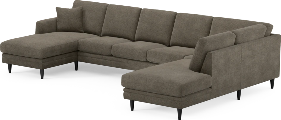 Eden - 3-sits soffa med schäslong vänster och divan höger - Brun