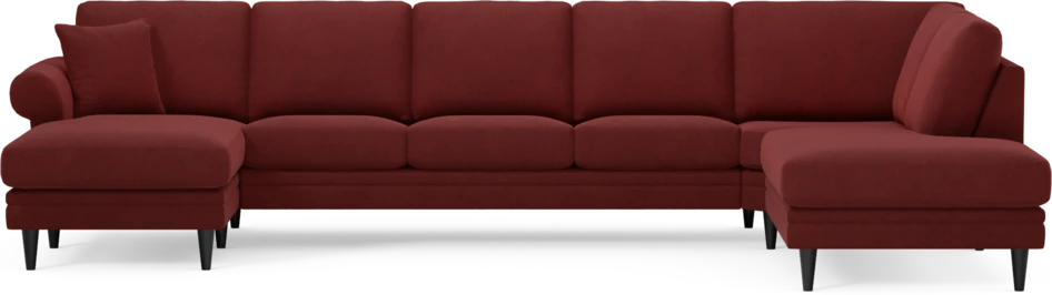 Eden - 3-sits soffa med schäslong vänster och divan höger - Röd