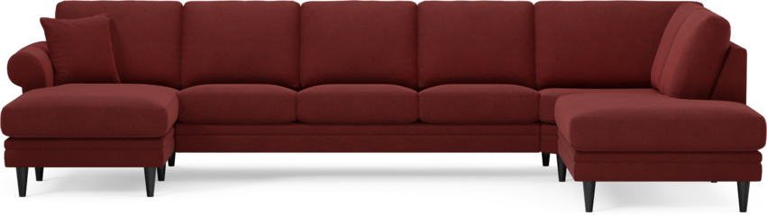 Eden - 3-sits soffa med schäslong vänster och divan höger - Röd