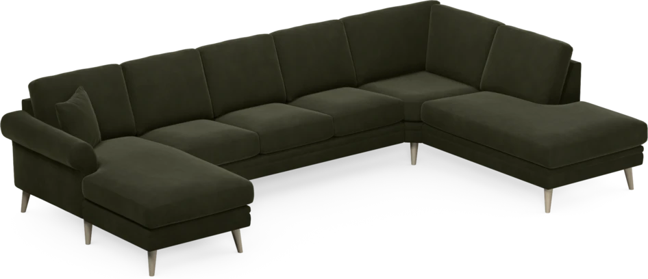Eden - 3-sits soffa med schäslong vänster och divan höger - Grön