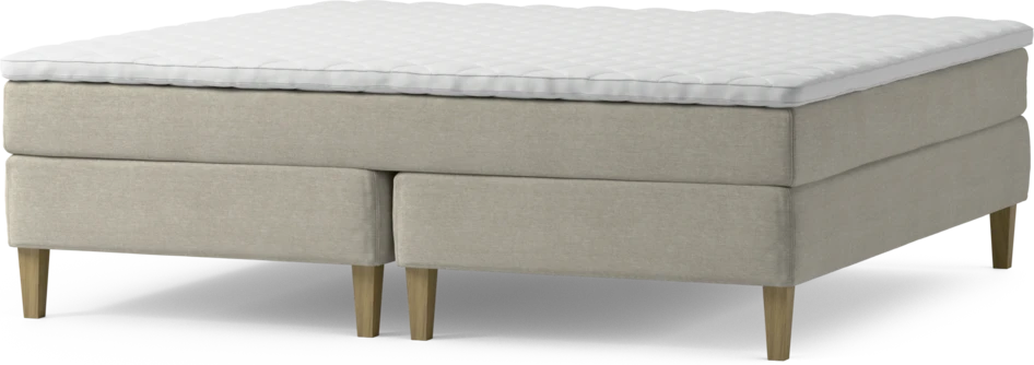 Delux Sense - Kontinentalsäng, dubbelsäng med bäddmadrass och sängben - Beige