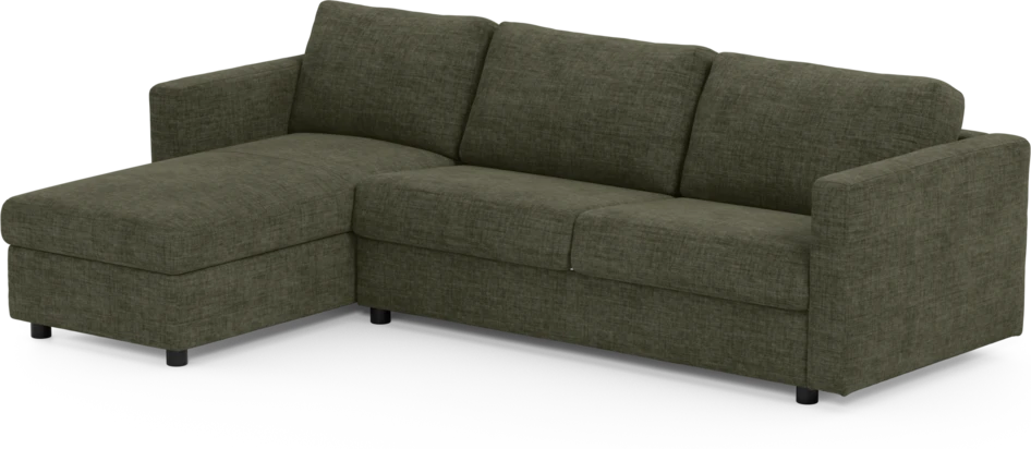 Lindö - Bäddsoffa 2,5-sits med schäslong, vändbar - Grön