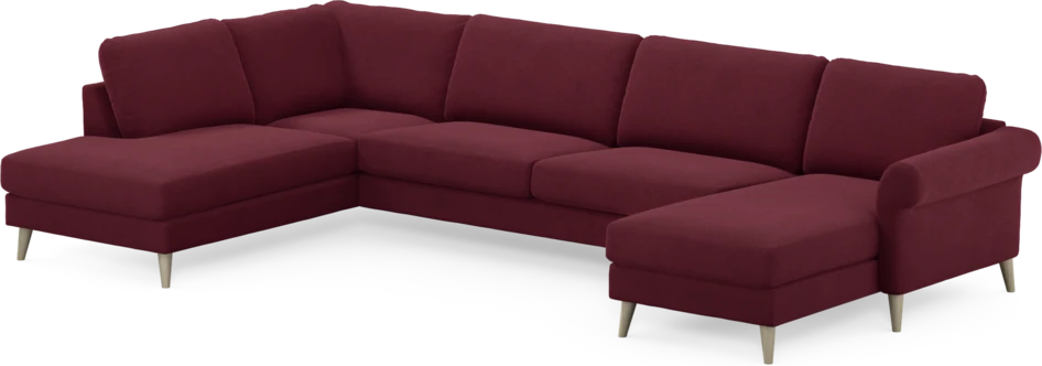 Bridge - 3-sits soffa med divan vänster och schäslong höger - Röd