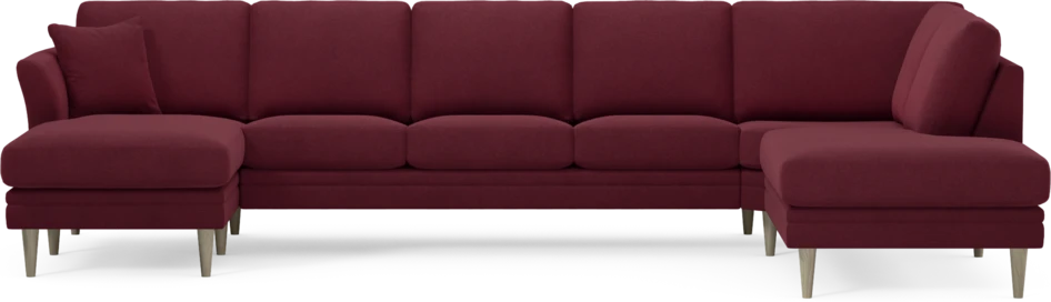 Eden - 3-sits soffa med schäslong vänster och divan höger - Röd