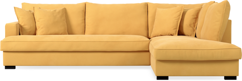 Mila - 3-sits soffa med divan höger, hel dyna - Gul