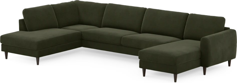 Bridge - 3-sits soffa med divan vänster och schäslong höger - Grön