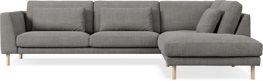 Willow - 3-sits soffa med divan höger, fast klädsel - Grå