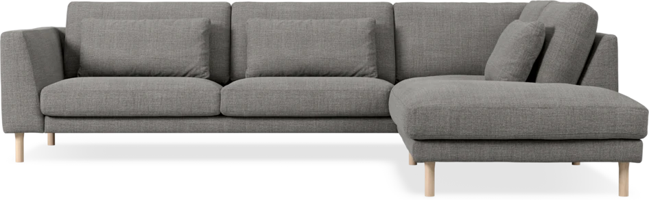 Willow - 3-sits soffa med divan höger, fast klädsel - Grå
