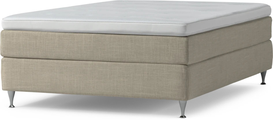 Delux Sense - Kontinentalsäng, enkelsäng 140 cm med bäddmadrass och sängben - Beige
