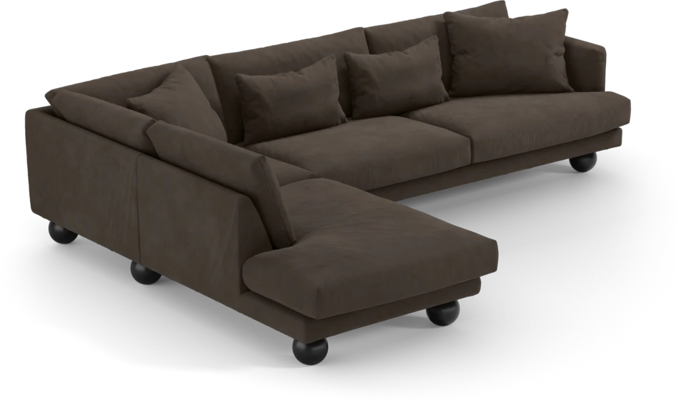 Harper - 3-sits soffa med divan vänster - Brun