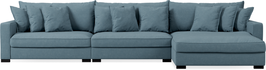 Rossi - 4-sits soffa med schäslong XL höger - Blå