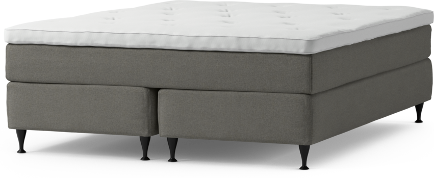 Delux Sense - Kontinentalsäng, dubbelsäng med bäddmadrass och sängben - Grå