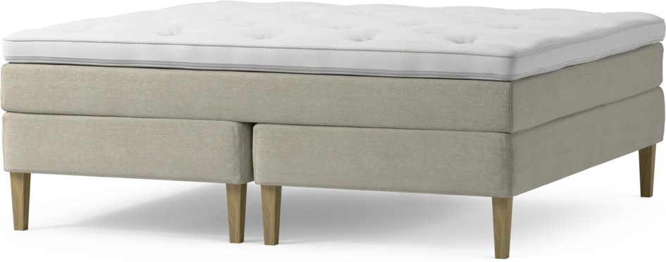 Delux Sense - Kontinentalsäng, dubbelsäng med bäddmadrass och sängben - Beige