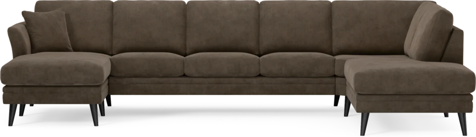 Eden - 3-sits soffa med schäslong vänster och divan höger - Brun