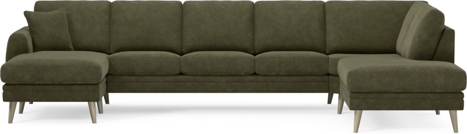 Eden - 3-sits soffa med schäslong vänster och divan höger - Grön