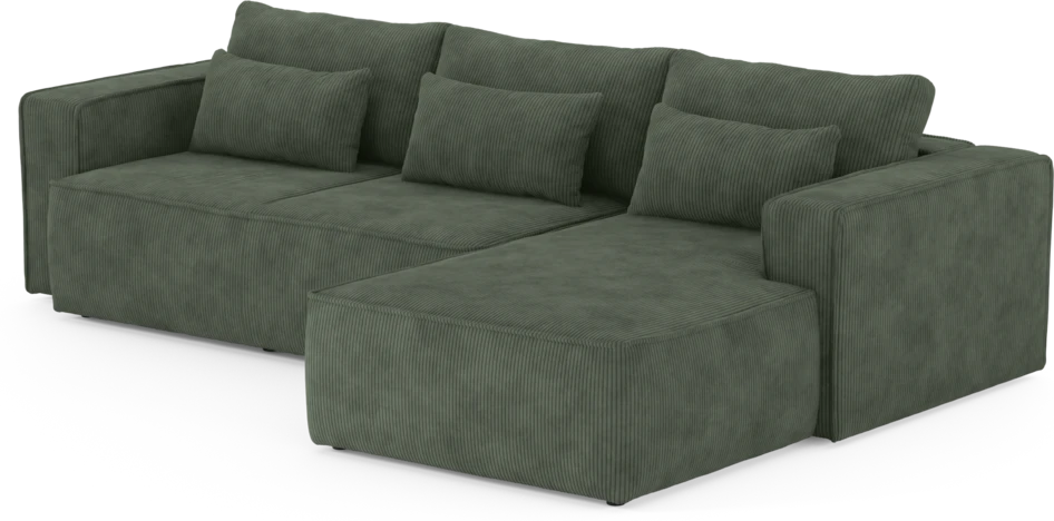 Ide - Bäddsoffa 3-sits med schäslong höger - Grön