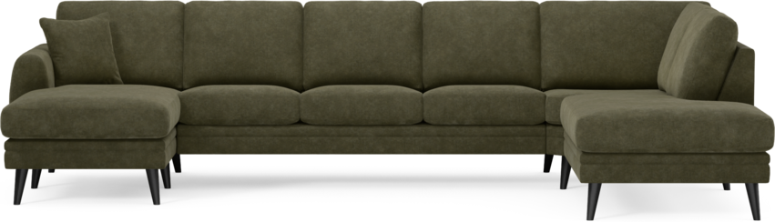 Eden - 3-sits soffa med schäslong vänster och divan höger - Grön