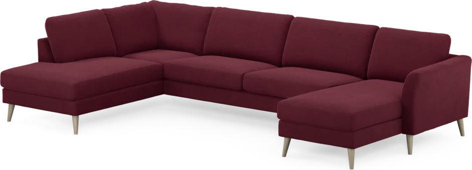 Bridge - 3-sits soffa med divan vänster och schäslong höger - Röd