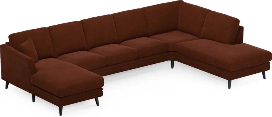 Eden - 3-sits soffa med schäslong vänster och divan höger - Orange