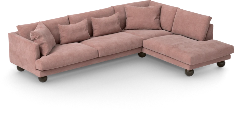 Harper - 3-sits soffa med divan höger - Rosa