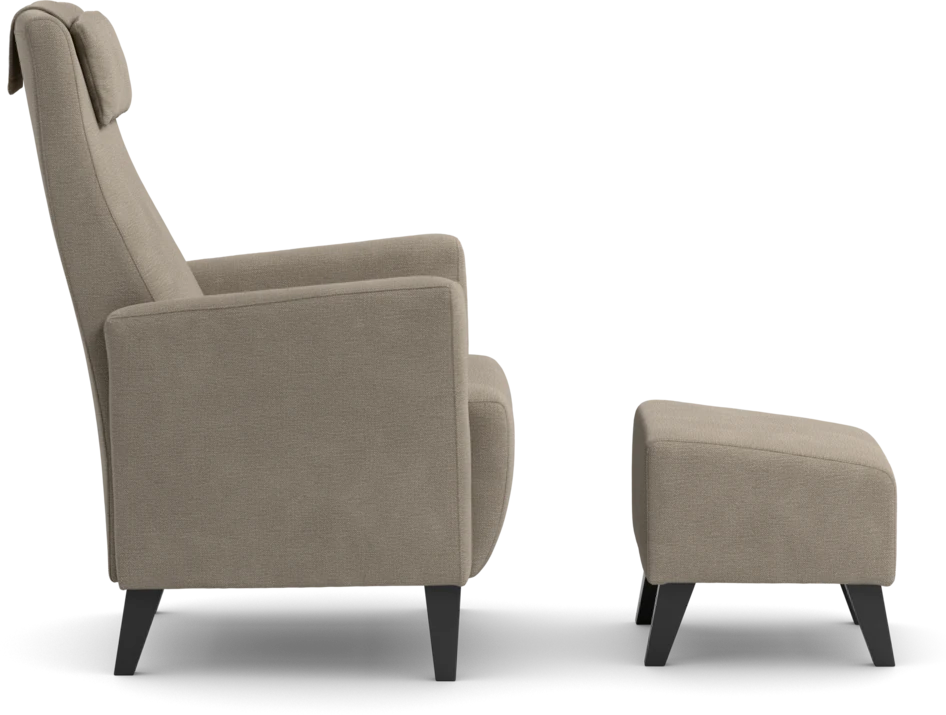 Erik - Fåtölj med fotpall - Beige