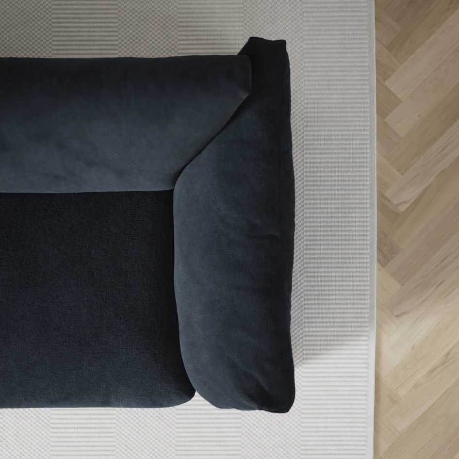 Cherrie - 3-sits soffa med divan vänster, med kappa - Blå