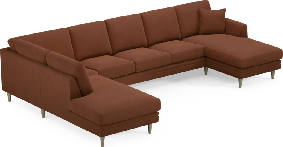 Eden - 3-sits soffa med divan vänster och schäslong höger - Orange