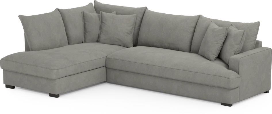 Mila - 3-sits soffa med divan vänster, hel dyna - Grå