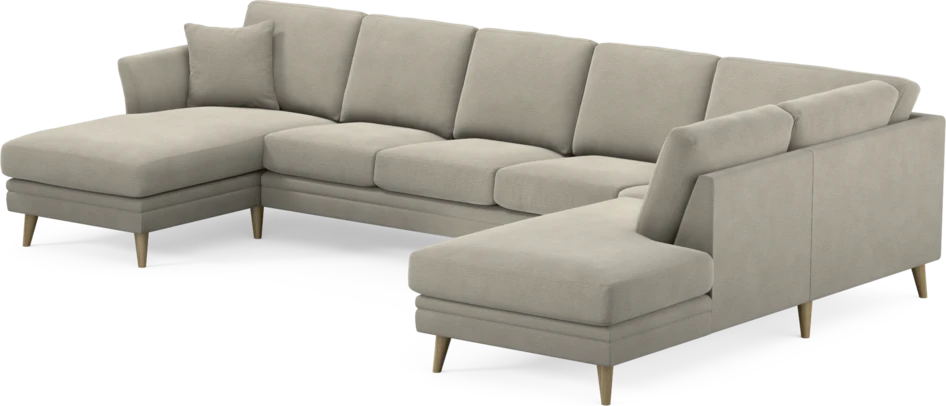 Eden - 3-sits soffa med schäslong vänster och divan höger - Brun