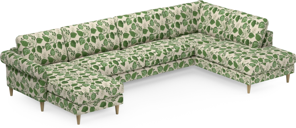 Bridge - 3-sits soffa med schäslong vänster och divan höger - Grön